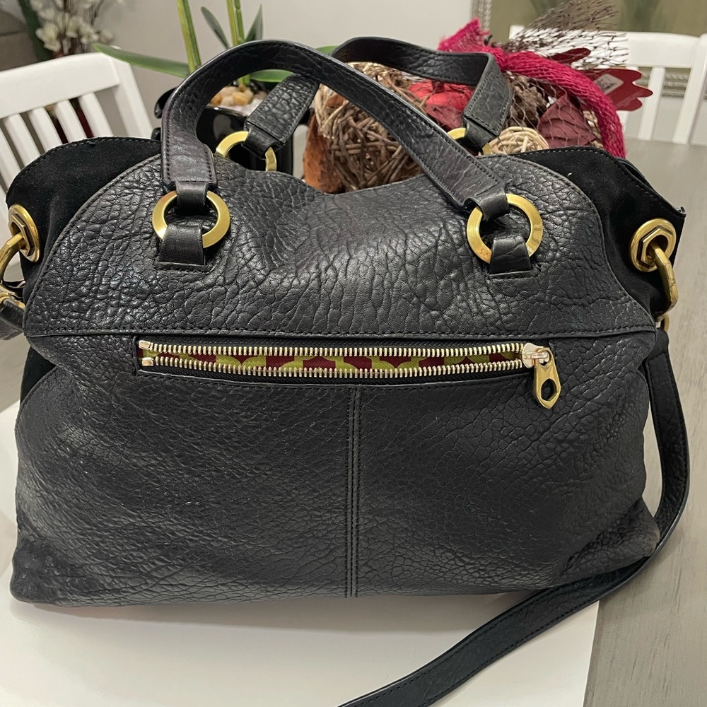 orYANY Black Leather Shoulder Bag with Gold Accents - Picture 4 of 11